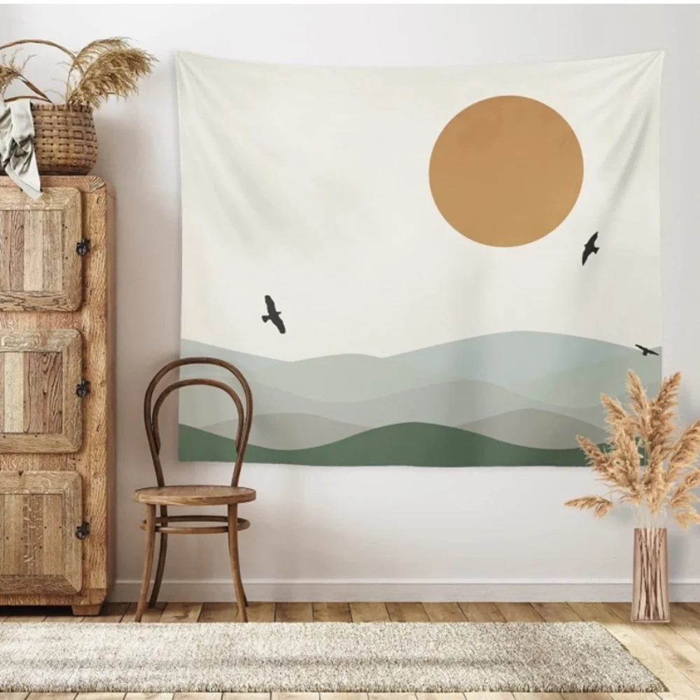 California Minimalist Mountain Range Nature Landscape Neutral Boho Home Decor - Picture 2 of 7